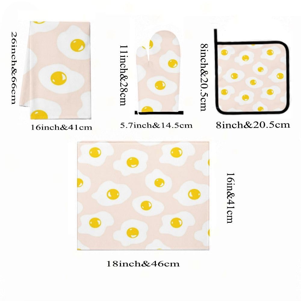 Juego de 9 bonitos huevos fritos para decoración de cocina y accesorios