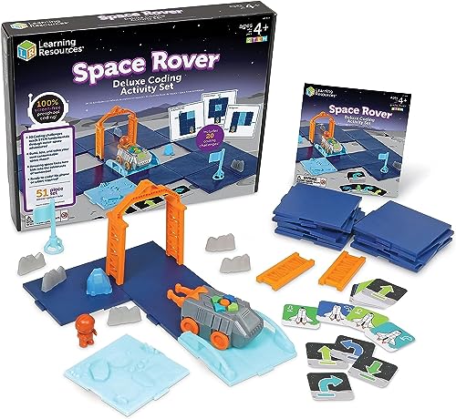 Learning Resources Set Deluxe de Actividades de programación con vehículo de exploración Espacial, programación para niños, Juguetes para codificar, Stem para niños, Juguetes del Espacio, 4+