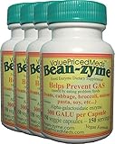 Bean-zyme VEGAN anti-gas 150 Capsules per bottle 4 Pack (600 capsules total). 300 GALU/cap