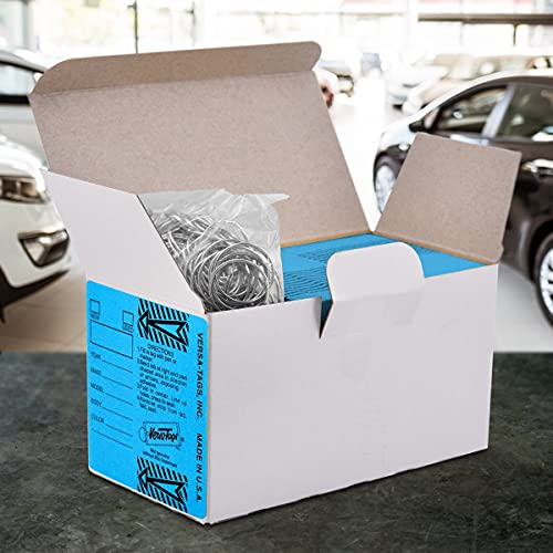 Image of Versa-Tags Blue Self-Protecting Key Tags with Chrome-Plated Split Rings, 1000 Count Automotive Dealership Key Tags for Car Truck RV Inventory & Service Organization