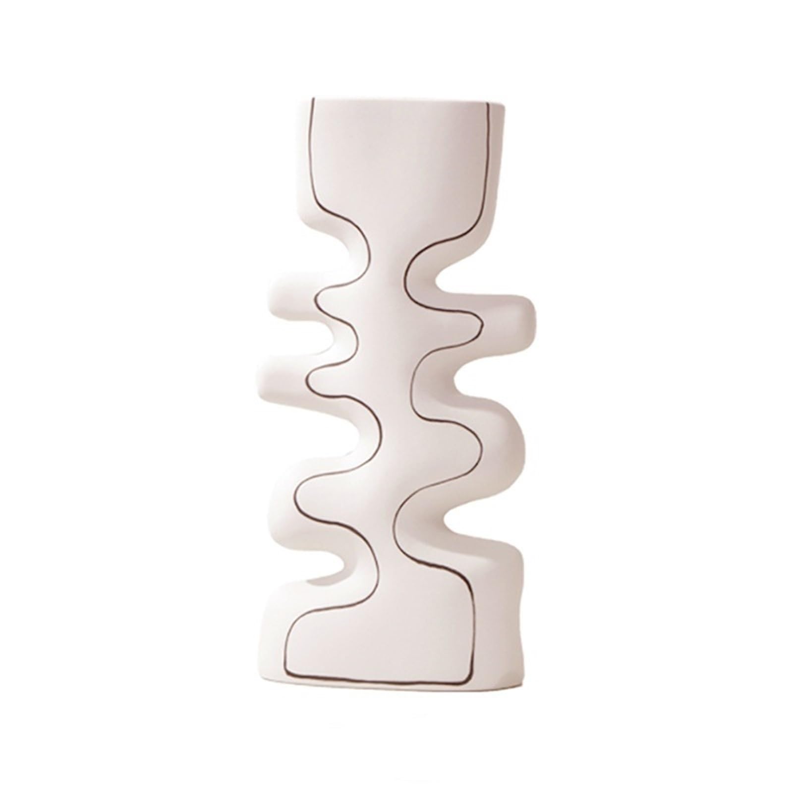 Geometric Vases Ceramic Vase Abstract Geometric Irregulars Flower Arrangement Accessories Hand Drawn Line Home Decoration(L)