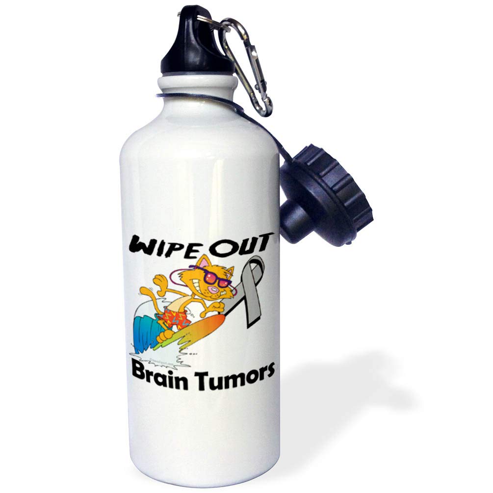 3dRose Wipe Out Brain Tumors Awareness Ribbon Cause Design Sports Water Bottle 21 oz White