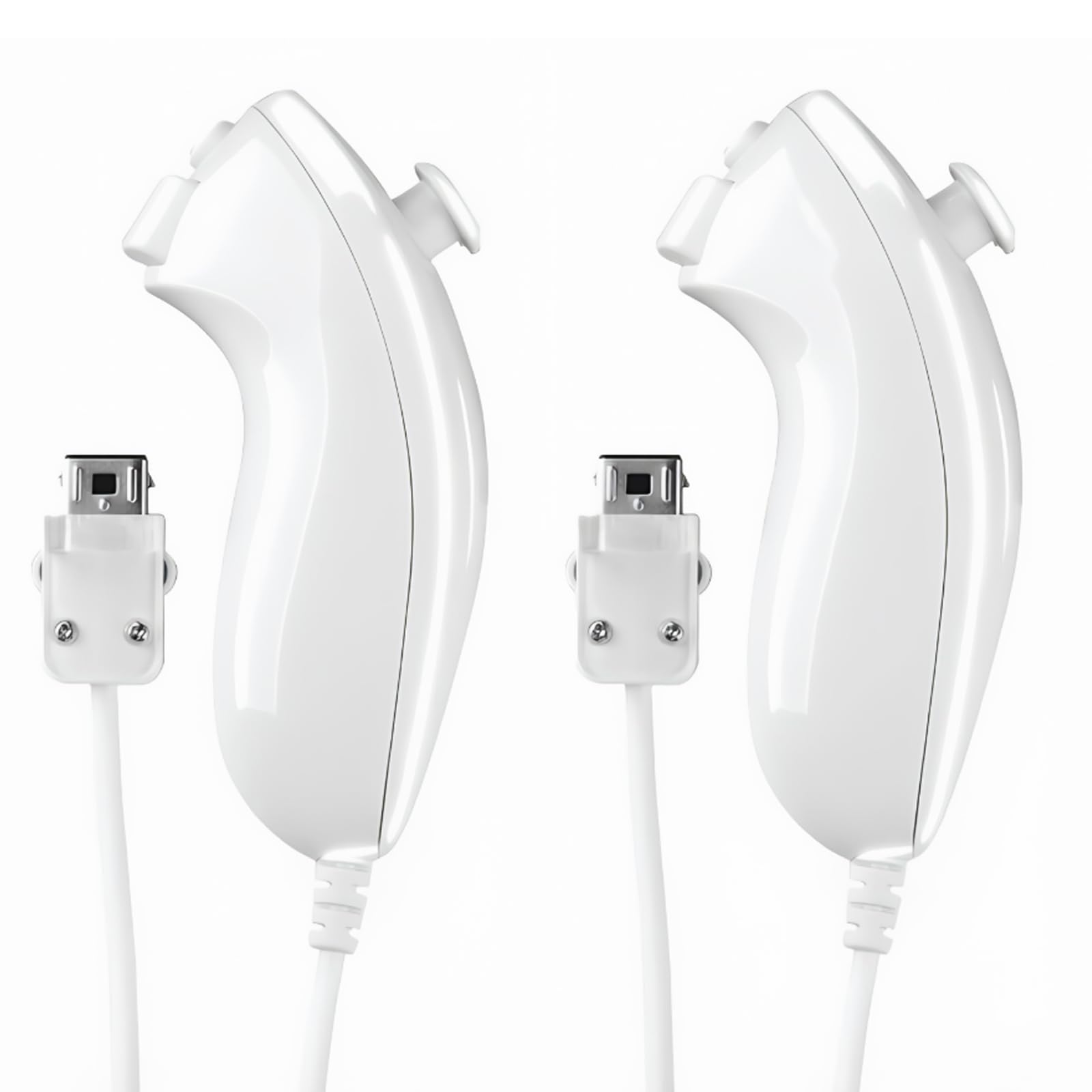 Vexnaro 2 Pack Controlador Nunchuk, Compatible con Wii y Wii U, Mando Nunchuk de Repuesto para Gamepad y Consola de Videojuegos, Controlador con Diseño Ergonómico para Juegos