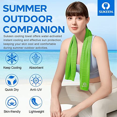Image of Sukeen 4 Pack Cooling Towels (40 inchx12 inch), Cooling Neck Wraps, Ice Towel, Soft Breathable Chilly Towel,Microfiber Towel for Yoga,Sport,Running,Gym,Workout,Camping,Fitness,Workout & More Activities