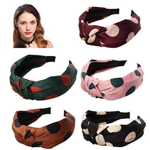 Wide Headbands for Women, Top Knotted headbands for Women diademas para mujeres, Dark Color Polka Dot Headbands for Women Hair Accessories Hair Hoop Hairbands Headwear