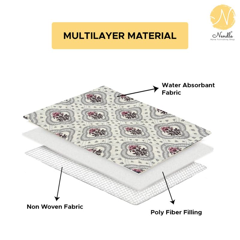 Image of Nendle Printed Holland Velvet Cushion Covers Set of 5, 16 x 16 Inches (40 x 40 cm), Decorative Sofa Cushion Cover with Zipper Closure, Floral Geometric Abstract Bohemian Designs, Multicolor