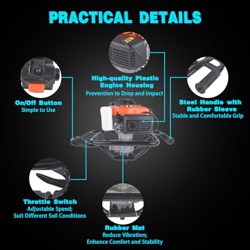 image for Getanye 72cc Gas Powered Auger Post Hole Digger With 4 Earth Auger Dri