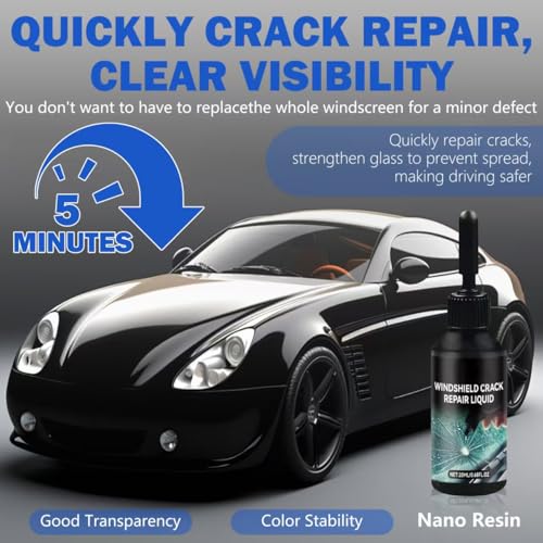 Image of Cracked Windshield Repair Kit for Chips and Cracks, Car Windshield Crack Repair Kit, Glass Repair Liquid for Cracks, Rock Chip Repair Kit Windshield, Windshield Chip Repair Kit.