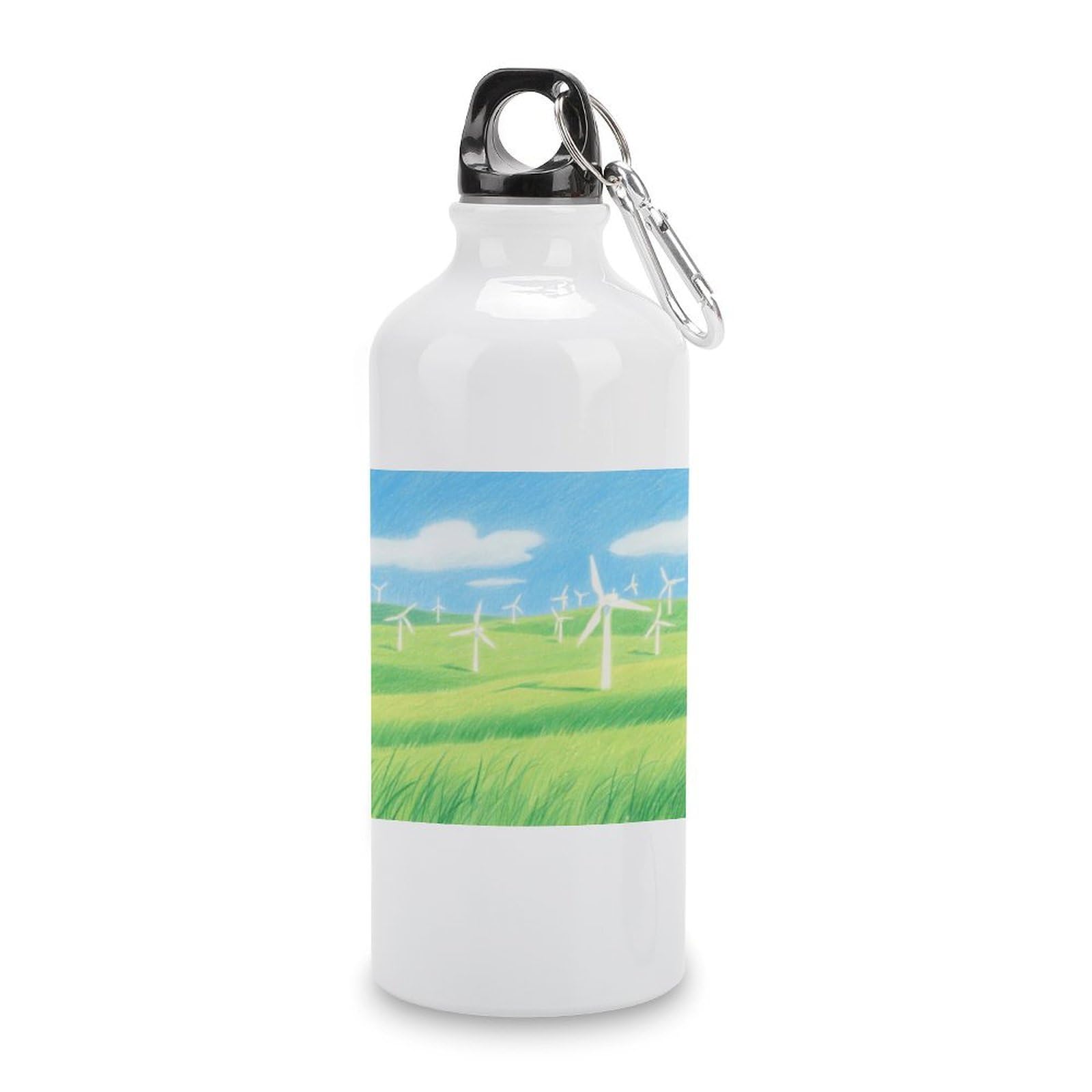 Fekiloot Style Grassland Windmill Group Aluminum Water Bottle Travel Tumbler Reusable Lightweight Outdoor Sports Water Bottles For Gym Sports Camping Hiking Fishing600ml