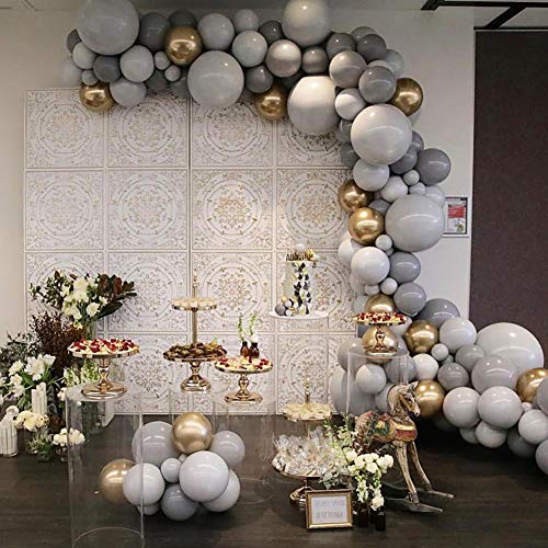 Image of KALOR 12 Inch Gray Balloons, 50 Pcs Latex Helium Balloons for Kid's Birthday Party, Baby Shower, Wedding, Graduate Party Decorations