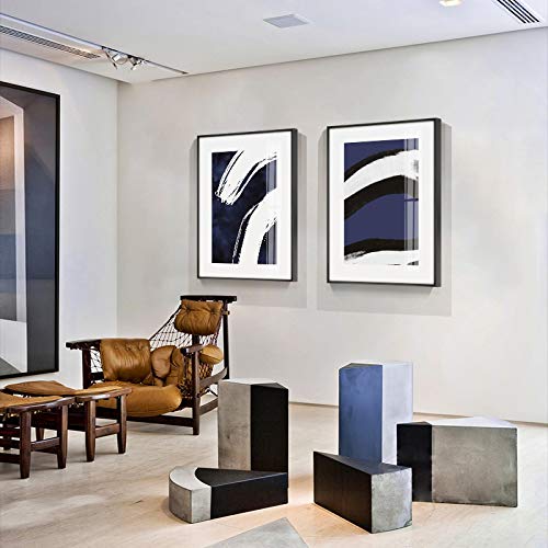 Tableau bleu abstrait nordique pour un salon moderne chic