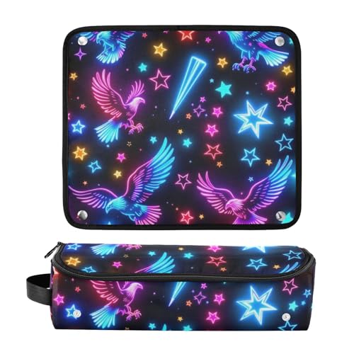 Organizador de Herramientas para el Cabello 2 en 1 con Tapete Resistente al Calor, Estuche de Viaje Grande para Planchas de Pelo y Accesorios, Diseño Neon, Portátil miniatura 3