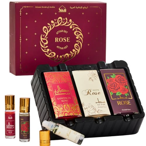 Dukhni Rose Attar Oil Set | Authentic Arabic Fragrance Oils 3pc x 6ml | 100% Pure, Alcohol-Free...