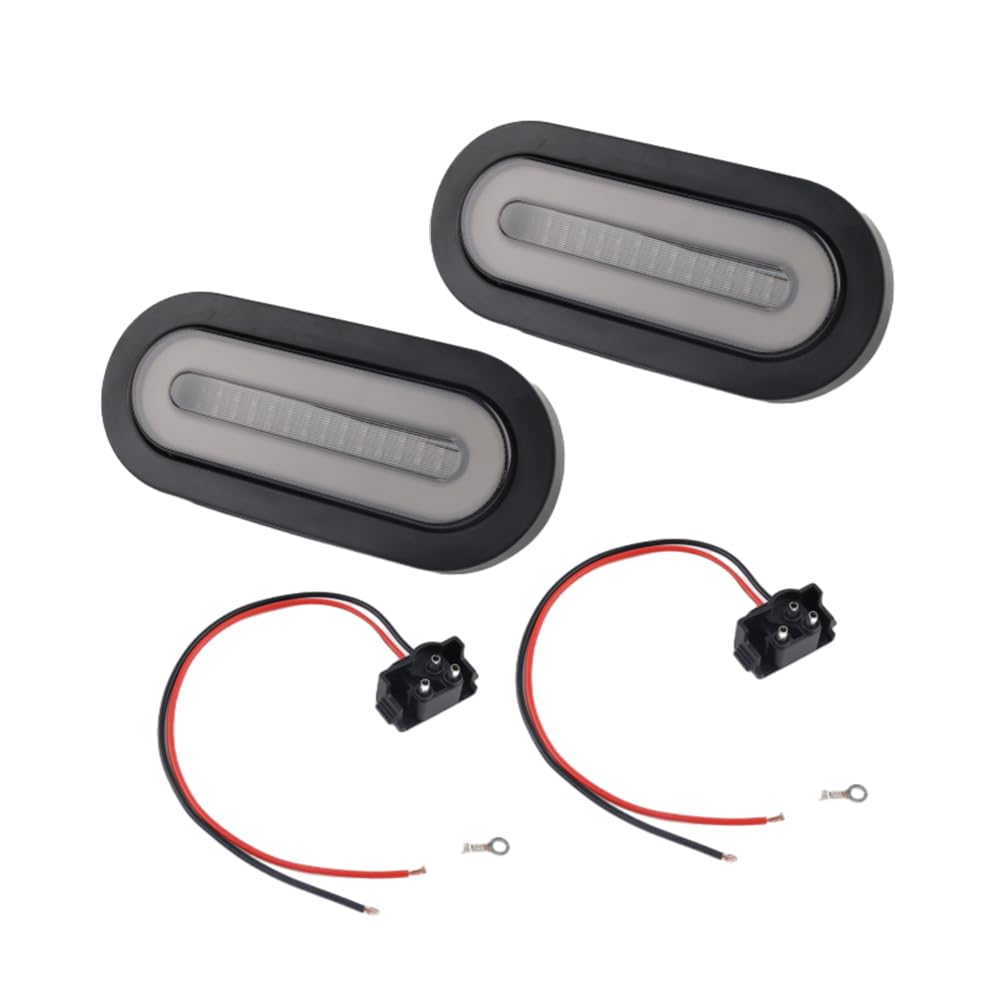 Riloer 2 x bagażnik na przyczepę, 6 cali, czerwony, owalny, 114 LED, zestaw świateł tylnych 12-24 V DC, uniwersalne, kompatybilne z ciężarówkami, przyczepami, traktorami i bagażnikami, szara i