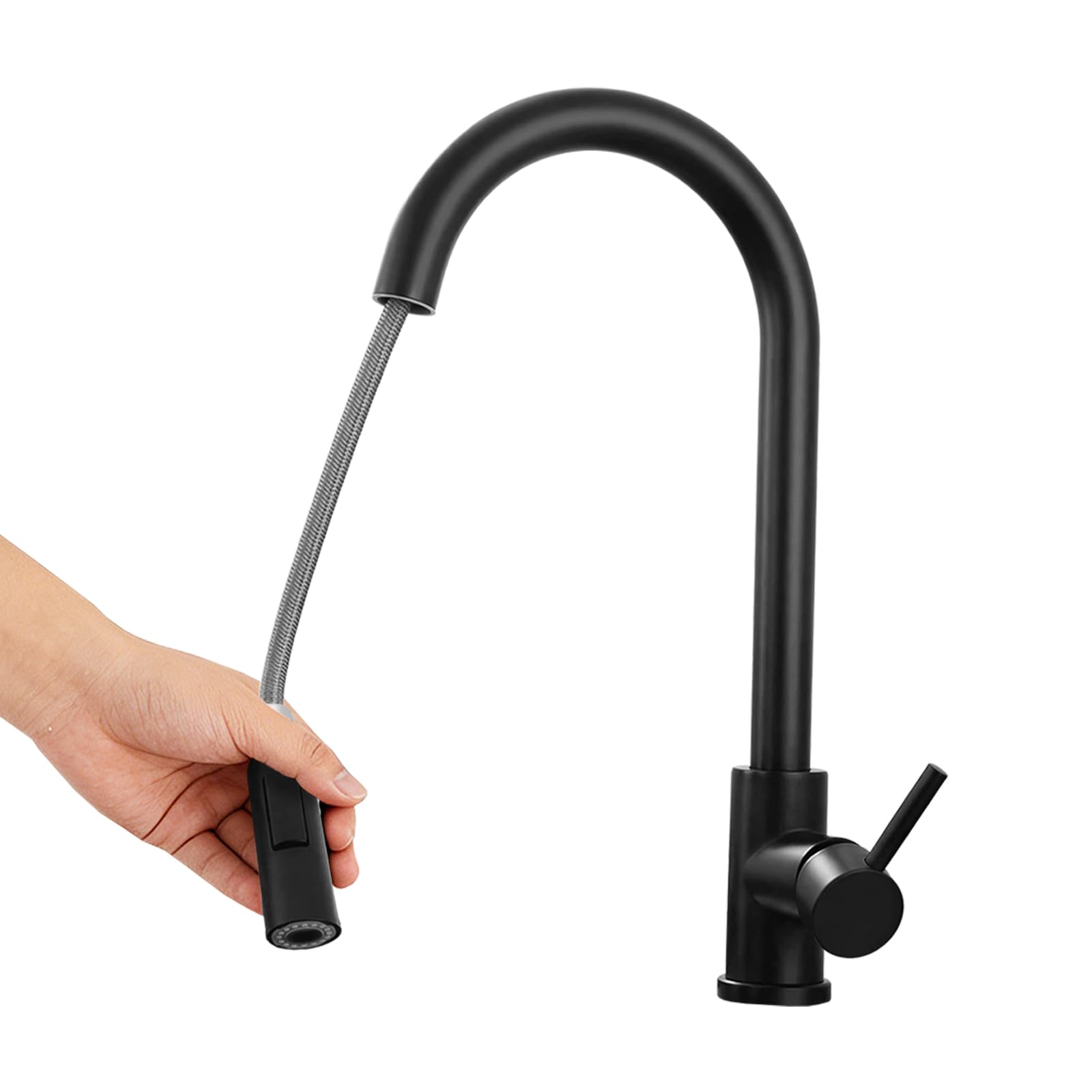 Grifo de cocina de acero inoxidable 304, extensible, giratorio 360 grados