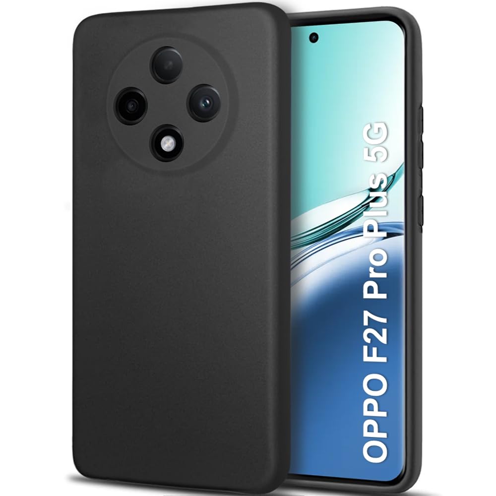 TheGiftKart Sleek Back Cover Case for Oppo F27 Pro Plus 5G | Slim Fit Protective Design | Ultra Matte Finish | Camera Protection Bump | Soft Silicon Back Case for Oppo F27 Pro Plus (Silicone, Black) (B0D6WKHH25) Amazon Price History, Amazon Price Tracker