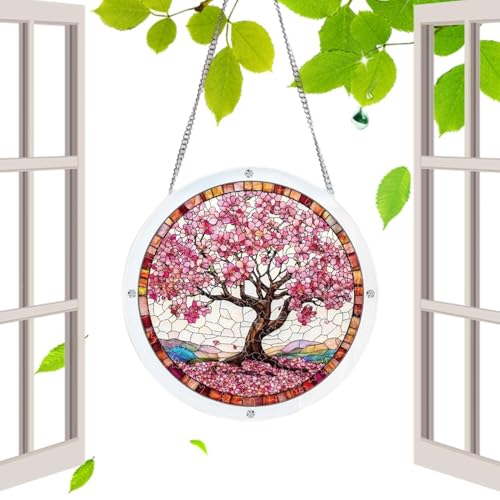 Pendentif fenêtre arbre puzzle acrylique attrape-soleil idée cadeau