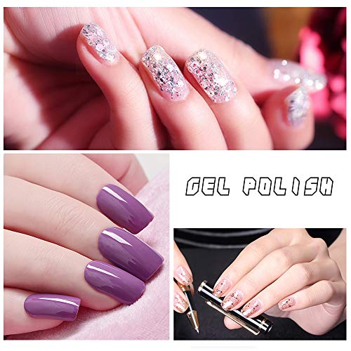 Vishine Gel-Nagellack-Starter-Set, 48 W, LED-Lampe, 6 Farben und Unterlack, Maniküre-Werkzeug, beliebte Nagelkunst… – Bild 4