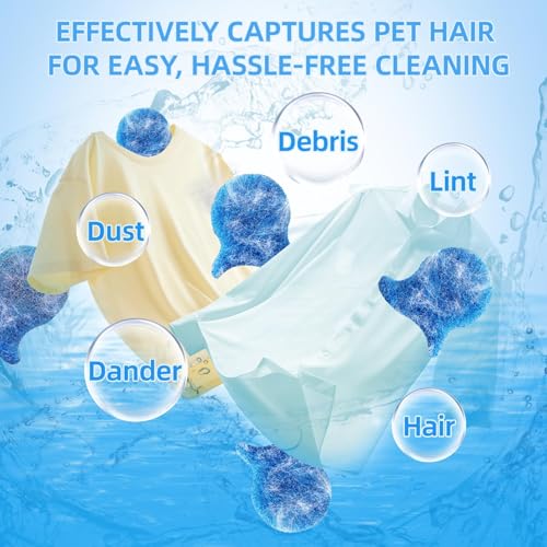 Image of 4Pcs Pet Hair Remover for Laundry, Lint Remover for Washing Machine, Reusable Pet Hair Catcher for Washer Dryer, Effective Fur Lint Dander Remover Gentle on Clothes (Blue)
