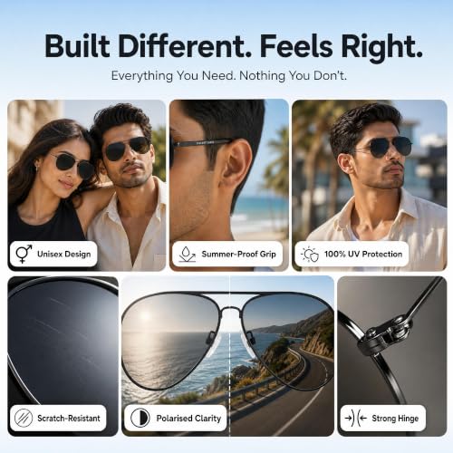 Image of Vincent Chase Eyewear By Lenskart | Full Rim Pilot Sunglasses| Polarized And 100% Uv Protected | Men & Women