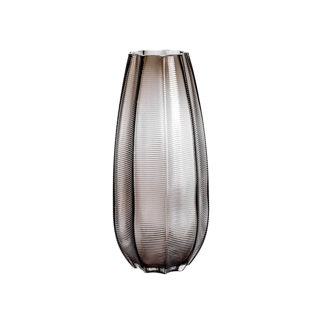Vase décoratif en verre marron 12x12x27CM à 9 facettes pour fleurs artificielles