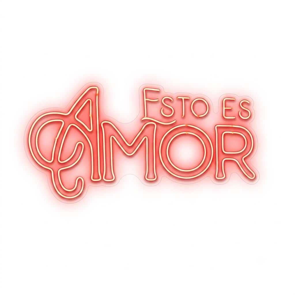 Letrero CARTEL ESTO ES AMOR boda LED NEON Escaparate, Decoración de Pared en Metacrilato, Luz Brillante, aproximadamente 70cm aproximadamente alimentación 12v