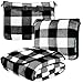 PAVILIA Reisedecke und Kissen, Doppel-Reißverschlüsse, Clip-On-Gurt, warmes weiches Fleece, 2-in-1-Kombi-Decke, Flugzeug, Camping, Auto, Gepäck-Rucksackgurt, 60 x 43 (Checker White)