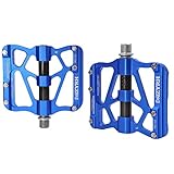 ThinkTop Mountain Bike Pedals Axle 9/16 3 Bearing Platform Pedals Flat Carbon Fiber and Aluminum...