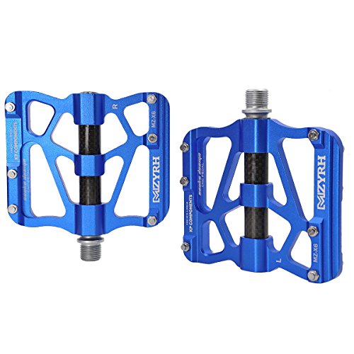 Thinktop Mountain Bike Pedals Mtb Bmx Pedals Flats 9/16'' Sealed 3 Bearing Lightweight Aluminum Wider Platform Pedals For Road Bike Bicycle, Blue #TOP9