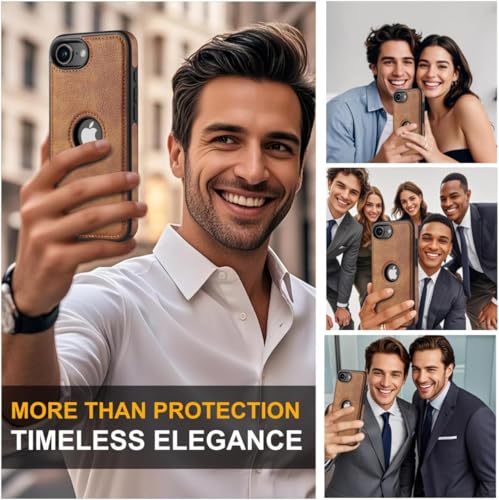 Image of MOBILOVE PU Leather Flexible Soft Logo View Back Case Cover Comes with Camera & Screen Protection for | iPhone 16e (Brown)
