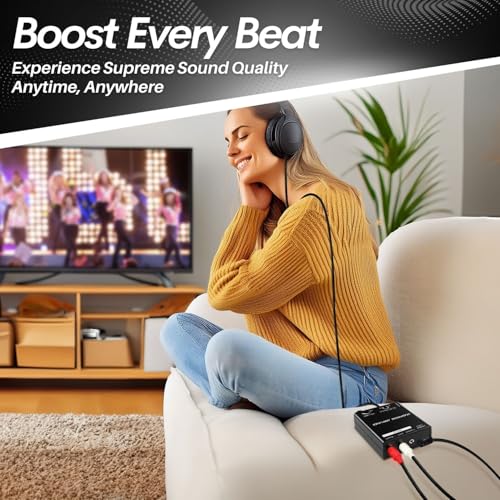 TNP Portable 3.5mm Headphones Amplifier Stereo Headphone Earphone Amp Volume Control Audio Booster with RCA Input 3.5mm 6.3mm Output Jack & Power Switch
