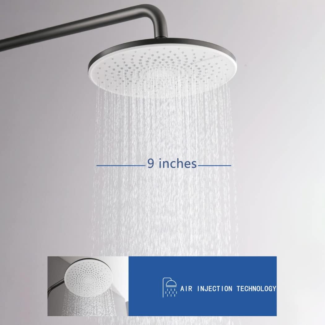9 Inches Shower System, Shower Faucet Set Wall Mounted Rain Shower Combo Set Single Handle Tub and Shower Trim Kit with Tub Spout, 3 Modes Handheld Sprayer and Round Rain Shower Head,Gun Gray ( Color