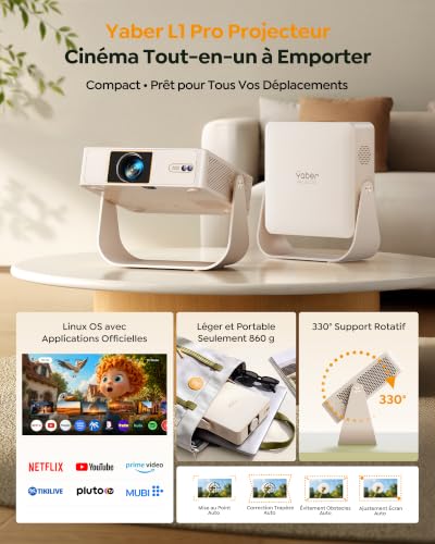 Yaber Videoprojecteur 4K 【Apps Intégrées/Dolby Audio/Rotation 330°】 Projecteur Video HDR10 avec Auto Focus/Keystone, Retroprojecteur Portable Compatible WiFi 6, Bluetooth 5.2 pour Home Cinéma - 8