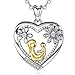 Produktbild AEONSLOVE Sterling Silber 3A Zirkonia Herz Anhänger Halskette Schmuck, Liebe zwischen Mutter und Baby