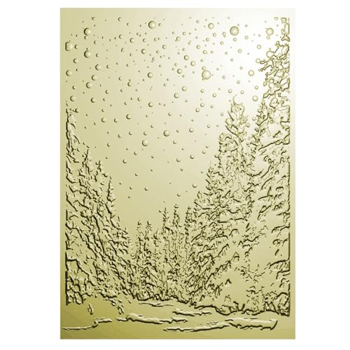 OTCRAFT Classeur de gaufrage 3D pour la fabrication de cartes, sapins dans la neige - Texture plastique transparente qui s'estompe - Pour scrapbooking et...