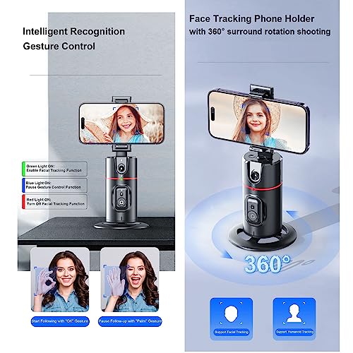 Image of Auto Face Tracking Tripod 360 Rotation Cell Phone Photo & Video Kits Stand, No App, Rechargeable Tracking Phone Holder Smart Shooting Camera Mount for Live Video Recording Tiktok Vlogging
