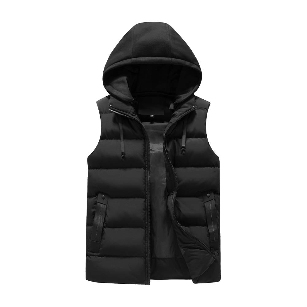 YOUTHUP Doudoune Homme sans Manches Hiver Gilet avec Capuche Amovible | Matelassé, Léger, Chaud, Coupe-Vent, Coupe Régulière, 2 Poches, Fermeture Éclair, pour Loisirs Et Plein Air