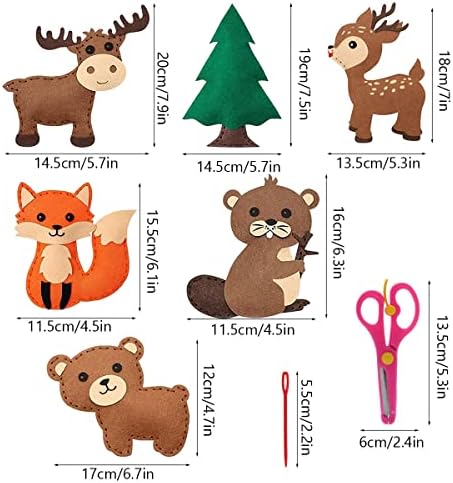 Sewing Kit for Kids Dinosaur DIY Art Craft Felt Set Animals Preschool Beginners Educational Sewing Set Project Party Supplies for Boys Girls (Animal) 6 51c4nph66DL. AC