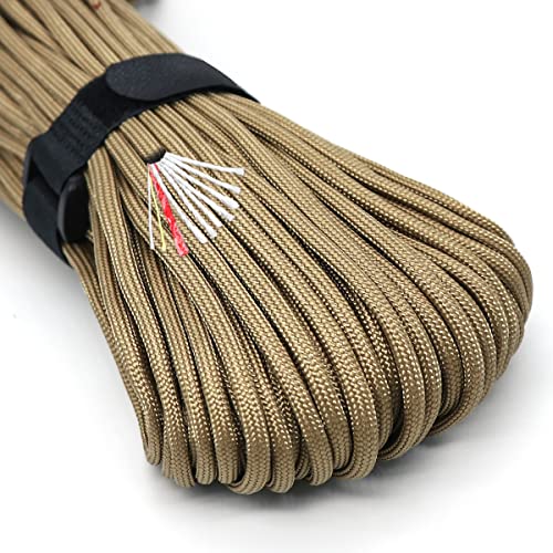 Image of PSKOOK Survival Paracord Parachute Fire Cord Survival Ropes Red Tinder Cord PE Fishing Line Cotton Thread 7 Strands Outdoor 20, 25, 100 Feet