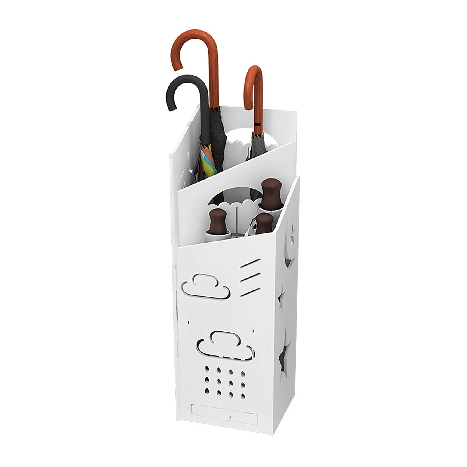 Porte-Parapluie en MDF Blanc LUNEZY : Rangement Carré pour Entrée Interieure