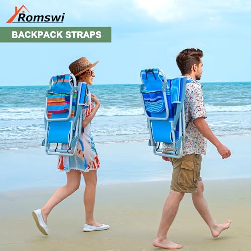 image for Romswi 2Pk Aluminum Extra Wide 5-Position Lay Flat Folding Backpack Be