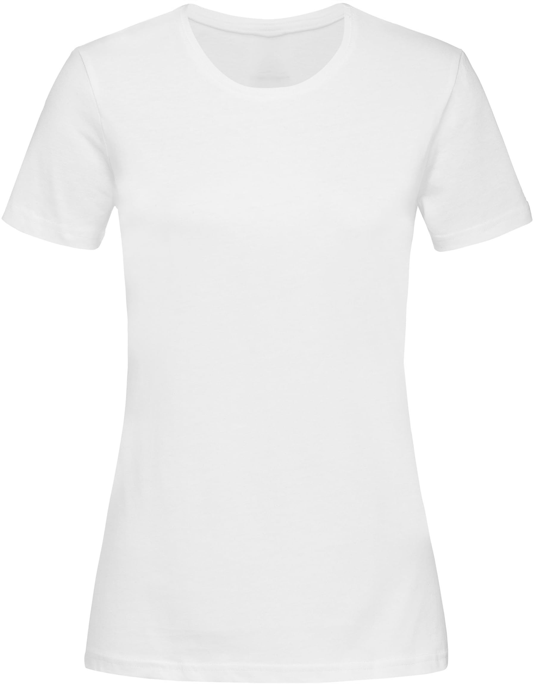 COOZO Women's Regular Fit Crew Neck Soft Hand Feel Classic T-Shirt - White - 2XL