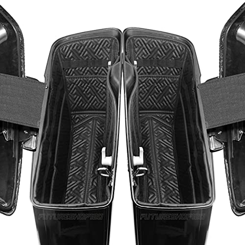 Futureshop Harley Saddlebag Liners Organizer 2 In 1 For 14-22 Oem Standard Saddlebags Lining Cvo Tapered Saddlebags Glide Saddle Bag Liners Stretched Saddlebag Liners Bag Inserts, Black, One Size #TOP4