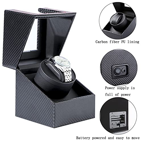 Caja para reloj individual con rotación automática estuche de almacenamiento y soporte a pilas 3