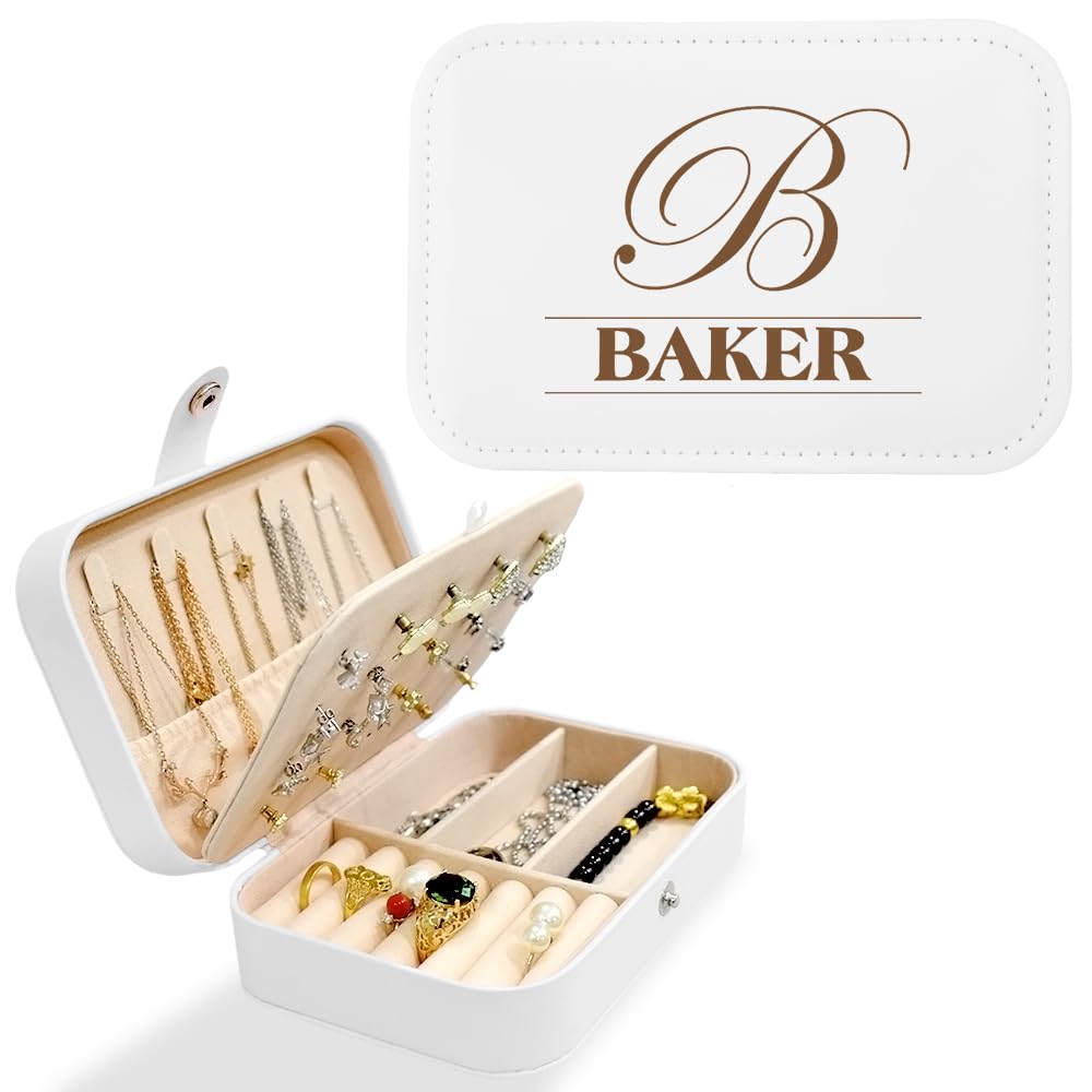 Personalised Women's Jewellery Box, with Name and Initial, Jewellery Organiser for Rings, Necklaces, Earrings, Custom Gifts for women, Friend, Her, Daughter, Bridesmaid