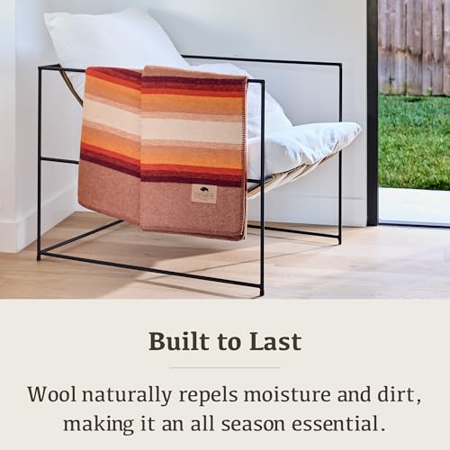 Image of 100% Wool Blanket Camping, 60 inchx84 inch Large Warm Blankets for Winter, Bronco