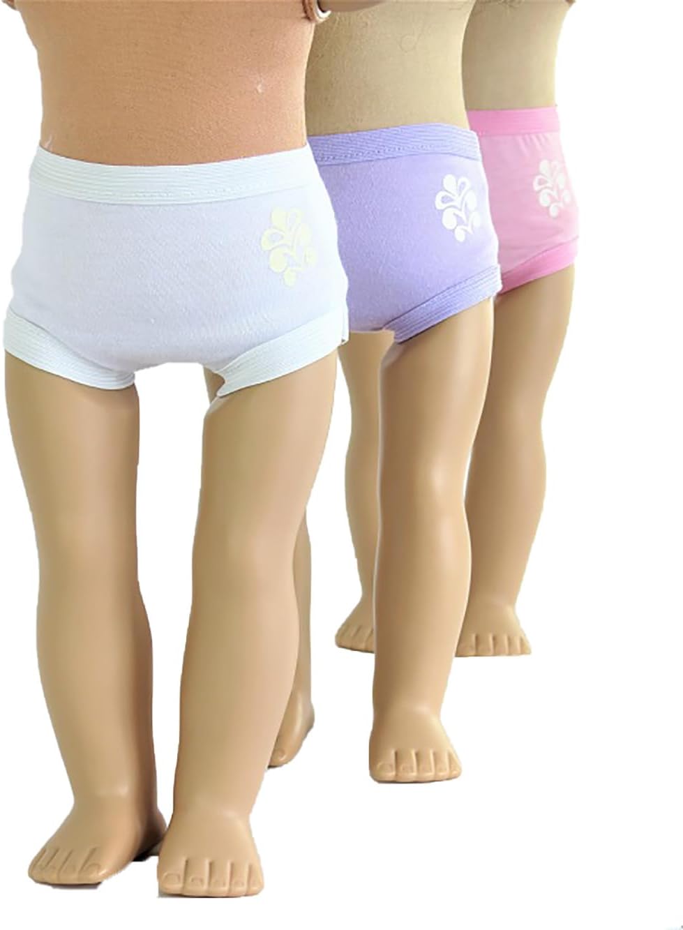 American Fashion World 3 Pack Doll Underwear Set for 18 Inch Dolls – Includes Pink, White, and Purple Doll Clothes Basics