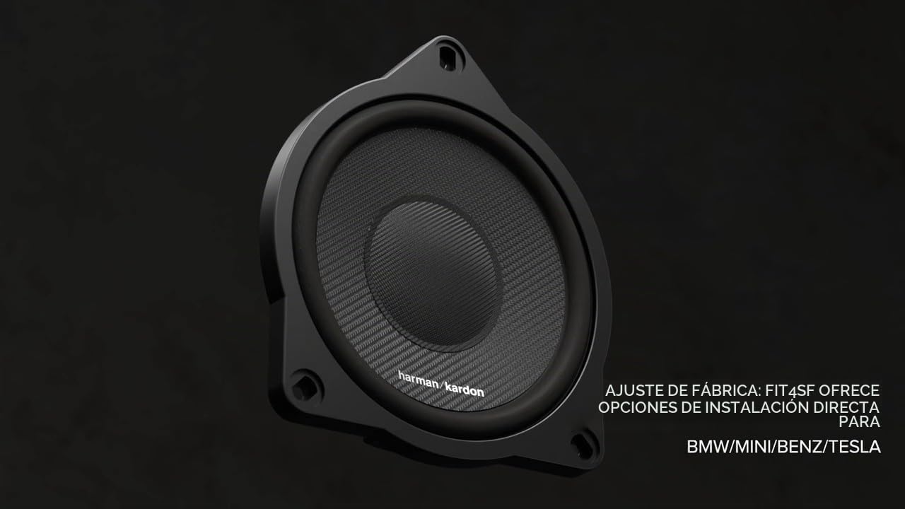 Harman Kardon FIT4SF 4 in / 10 cm Altavoz Coche Rango Medio 3 Vías | 45 W RMS / 360 W pico, 90 dB, 4 Ohm, 200 Hz-8 kHz - transductor midrange sin rejilla - materiales PCR reciclados - par
