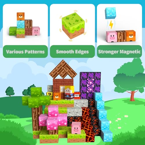 Petenjoy 150PCS Magnetic Blocks - Magnetic Building Blocks, Magnet Blocks Cubes, STEM Learning Sensory Magnet Toy for Kids Ages 3 4 5 6 7 8 9 10 11, Birthday Gifts for Boys and Girls - Image 5