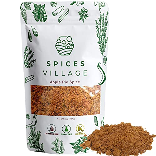 SPICES VILLAGE Apple Pie Spice [ 8 oz ] - Cinnamon, Ginger, Nutmeg, and Allspice Mix - Kosher, Gluten Free, Non GMO, Resealable Bulk Bag